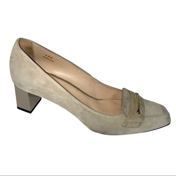 TOD'S Lingot Taupe Suede Pump - Picture 2 of 13